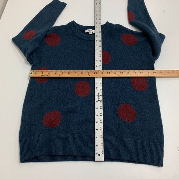 Madewell Sweater Womens XS Extra Small Navy Red Polka Dot Graystone Wool Blend - Picture 7 of 13